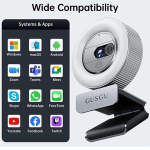 G910 2K Quad HD Webcam for PC, with Microphone & Light & Privacy Cover,